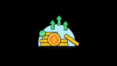 Coin Stack with Green Arrow. Cost Rising Concept Animation Video - Transparent