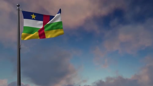 Central African Republic Flag Waving Against Cloudy Sky