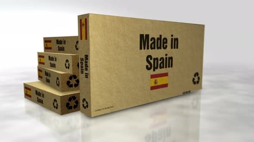 Made in Spain box abstract concept 3d