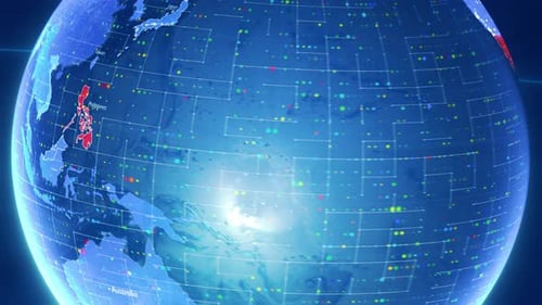 Futuristic Digital Globe Map Zoom to Philippines