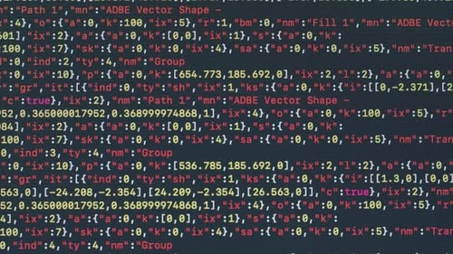 Codierung von UX-UI-Skripttext auf dem Bildschirm, HTML5 im Editor für die Website-Entwicklung, Nahaufnahmenmakro von