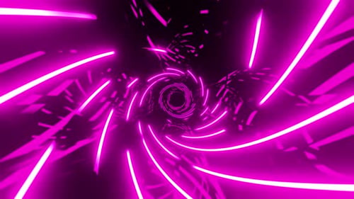 Rosafarbener Tunnel mit hypnotischen Linien. Nahtlose Loop-Animation