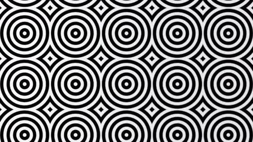 Black and White Moving Circles Optical Illusion Loop Animation