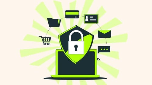 Flat Design Animation of Cybersecurity and Data Protection