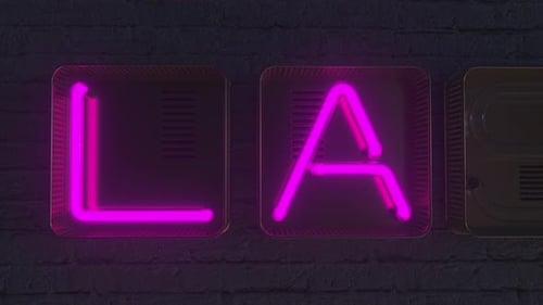 LAS VEGAS Signboard Made with Glowing Neon Letters