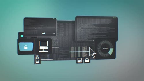 A interface de suporte de TI do programador funciona com diferentes janelas em código binário, rede, configurações e