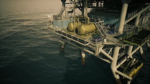Offshore Structure Details Marine Rig Showing Pipes and Bird Perches
