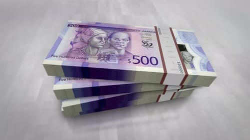 Jamaica Dollar money banknote pile packs