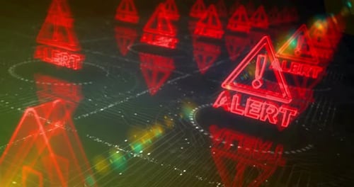 Alert warning symbols loop cyber concept