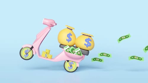 3d cartoon pink scooter transport bag money