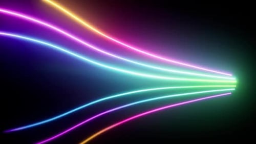 Dynamic Abstract Neon Light Trails Flowing Background