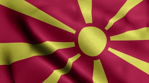 Seamless Loop of North Macedonia Flag Waving with Realistic Fabric