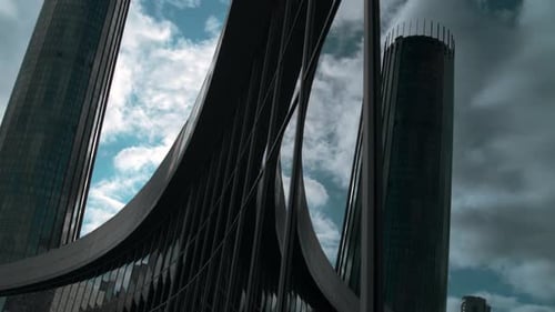 Modern building with glass windows and reflection