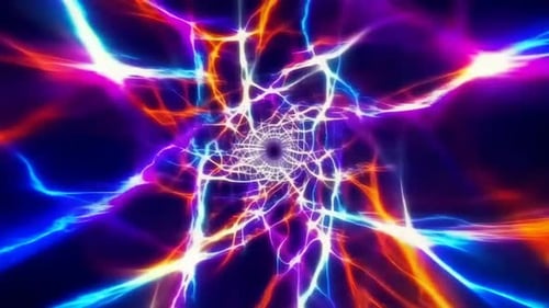 Abstrakte neonelektrische Energie-Tunnelschleife mit leuchtendem Blau
