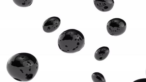Glossy Black Abstract Fluid Blobs Morphing and Merging Animation