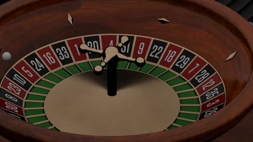 A Spinning Roulette Wheel in a Highend Casino Setting