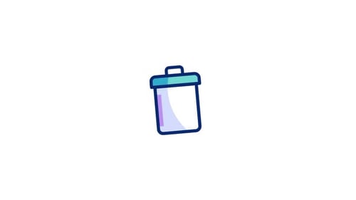 Animated Flat Design Delete Trash Can Icon