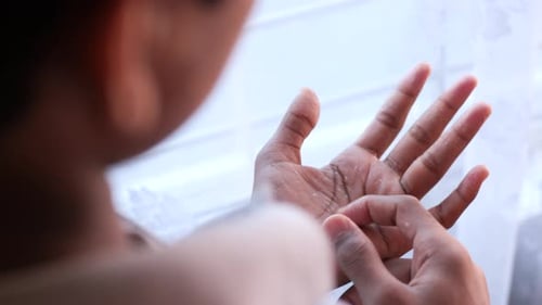 Close Up of Dry Cracked Skin of a Men's Hand