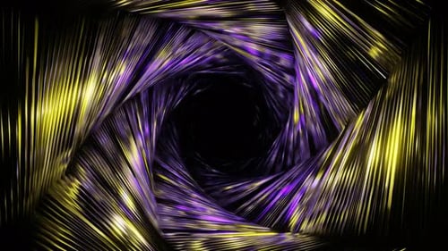Gold And Purple Hexagonal Interference Spiral Tunnel Background Vj Loop In 4K