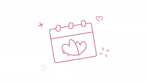 Animated Sketchy Calendar with Hearts for Wedding Events