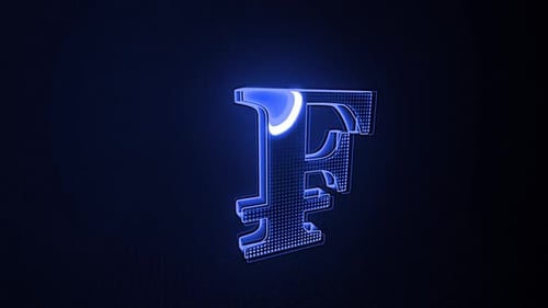 Neon Blue Letter F Logo Reveal Animation