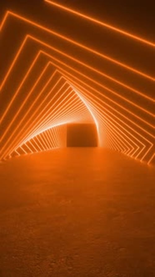 Futuristic Abstract Neon Triangle Tunnel Loop