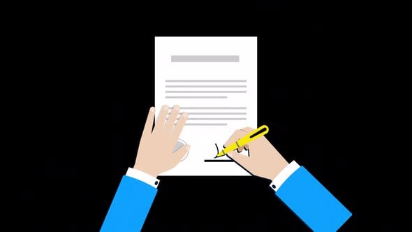 Flat Design Business Document Signing Animation, Backgrounds Motion ...