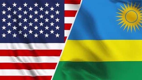 USA and Rwanda Waving Flags Loop for International Relations