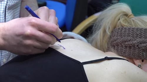 Doctor Marking the Operation Area Before the Surgery