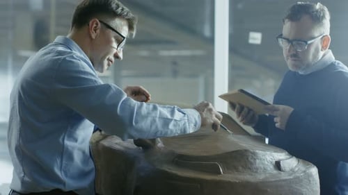 Automotive Designers Working on Clay Model Car