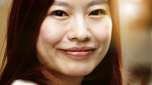 City Lifestyle Portrait of Young Asian Woman Standing on Urban City Street