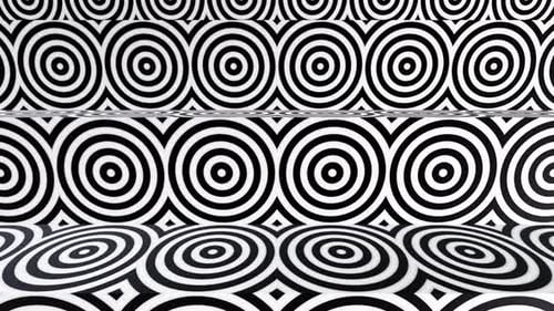 Schwarze und weiße bewegliche Kreise, Treppe, optische Täuschung, Schleifenanimation