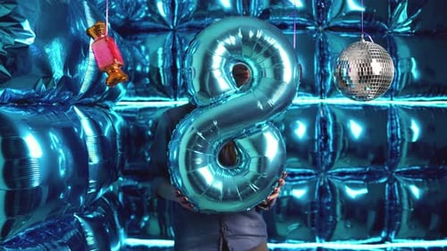 Celebratory Number Eight Balloon at Birthday Party