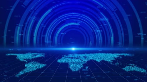 Futuristic Technology Globe in Hologram Globalization Futuristic Scifi Hologram Earth Globe with