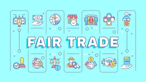Flat Design Fair Trade Concept Animated Icons