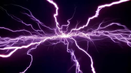 Bewegtgrafik-Hintergrund mit violettem Blitz und elektrischer Entladung