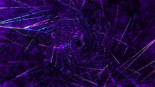 Loop Futuristic Messy Purple Neon Light Tunnel