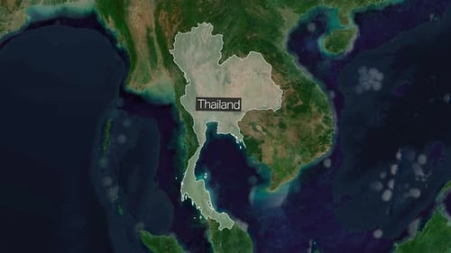 World Map Zoom to Thailand with Country Outline