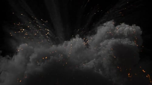 Vue rapprochée d'une explosion massive, fond transparent