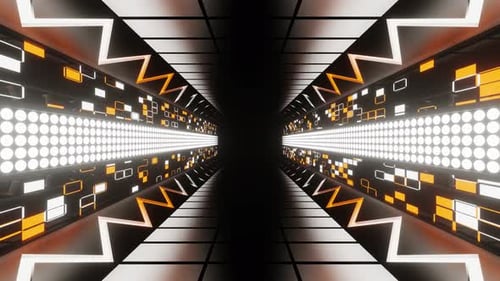 Orange And White Neon Light Corridor Background Vj Loop In 4K