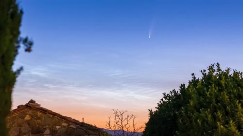 Timelapse of a Comet During Sunrise in Rural Setting
