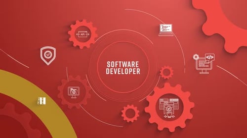 Flat Infographic Colorize Icons Background Software Developer Loopable Animation