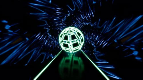 Abstrakte Neonkugel in nahtloser lumineszierender Tunnelschleife