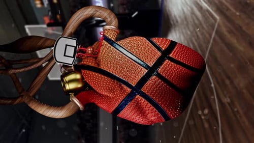 Animated 3D Basketball Heart with Hoop for Sports Passion