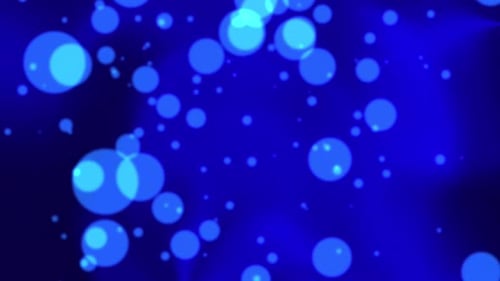 Abstract Blue Bubbles and Particles Flowing Background