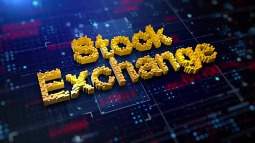 Animated Stock Exchange Text on Futuristic Digital Grid