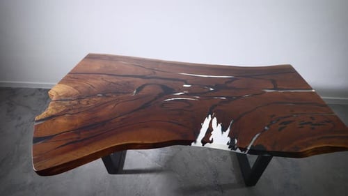 Luxury Kitchen Table Made of Wood Slab and Epoxy Resin