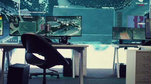 Federal Army Headquarters Operation Room with Big Screen