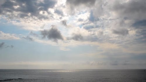 Fast Moving Clouds Blue Sea Sky Sunny Day Small Dark Clouds White Cumulus Clouds