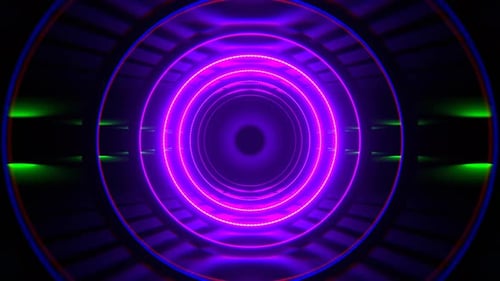 Purple And Light Green Sci Fi Tunnel With Round Arches Background VJ Loop l 4K